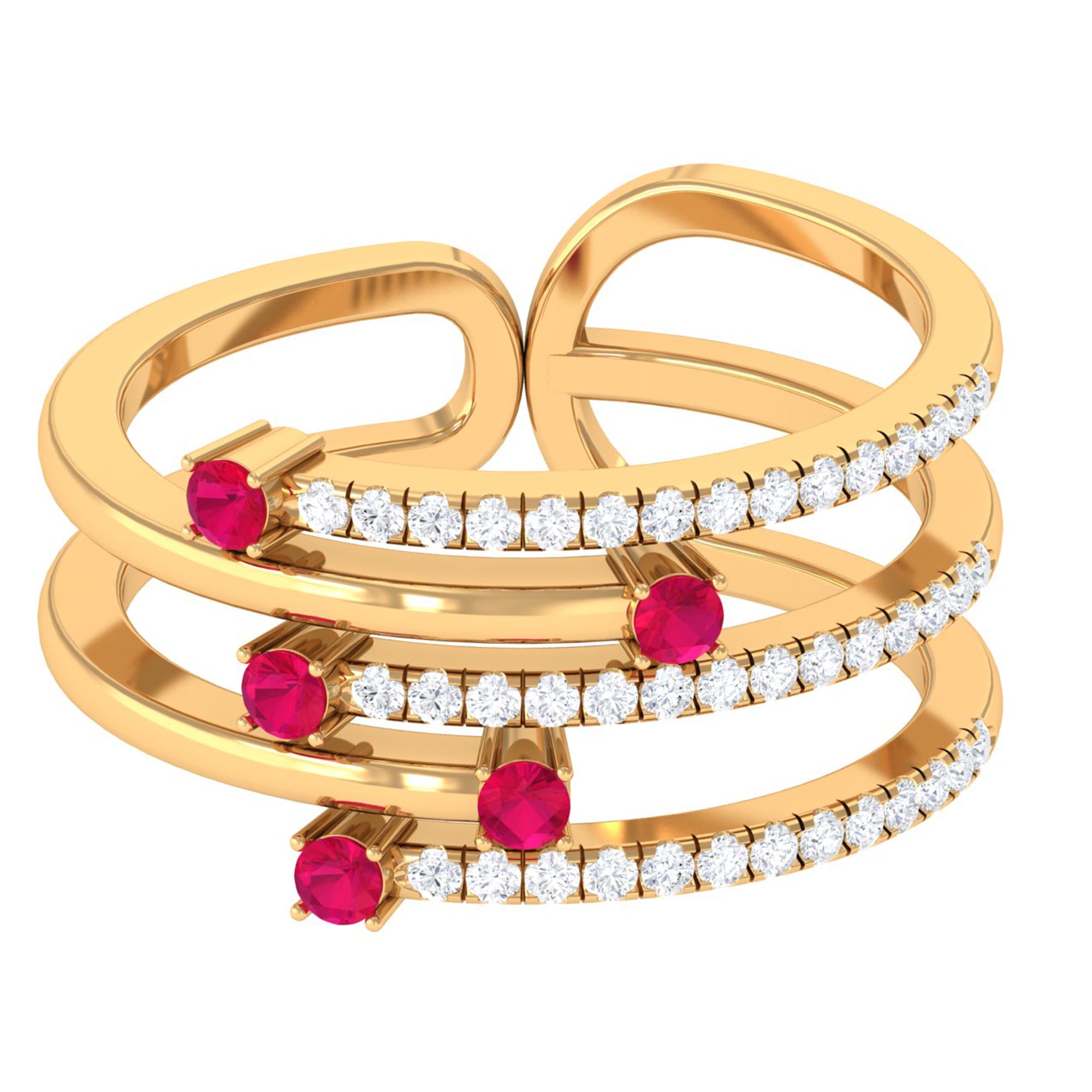 Rosec Jewels-Round Ruby and Diamond Wrap Ring