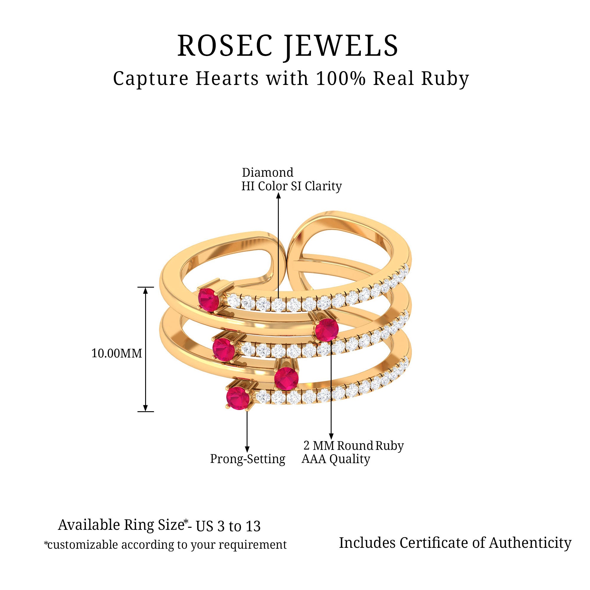 Rosec Jewels-Round Ruby and Diamond Wrap Ring