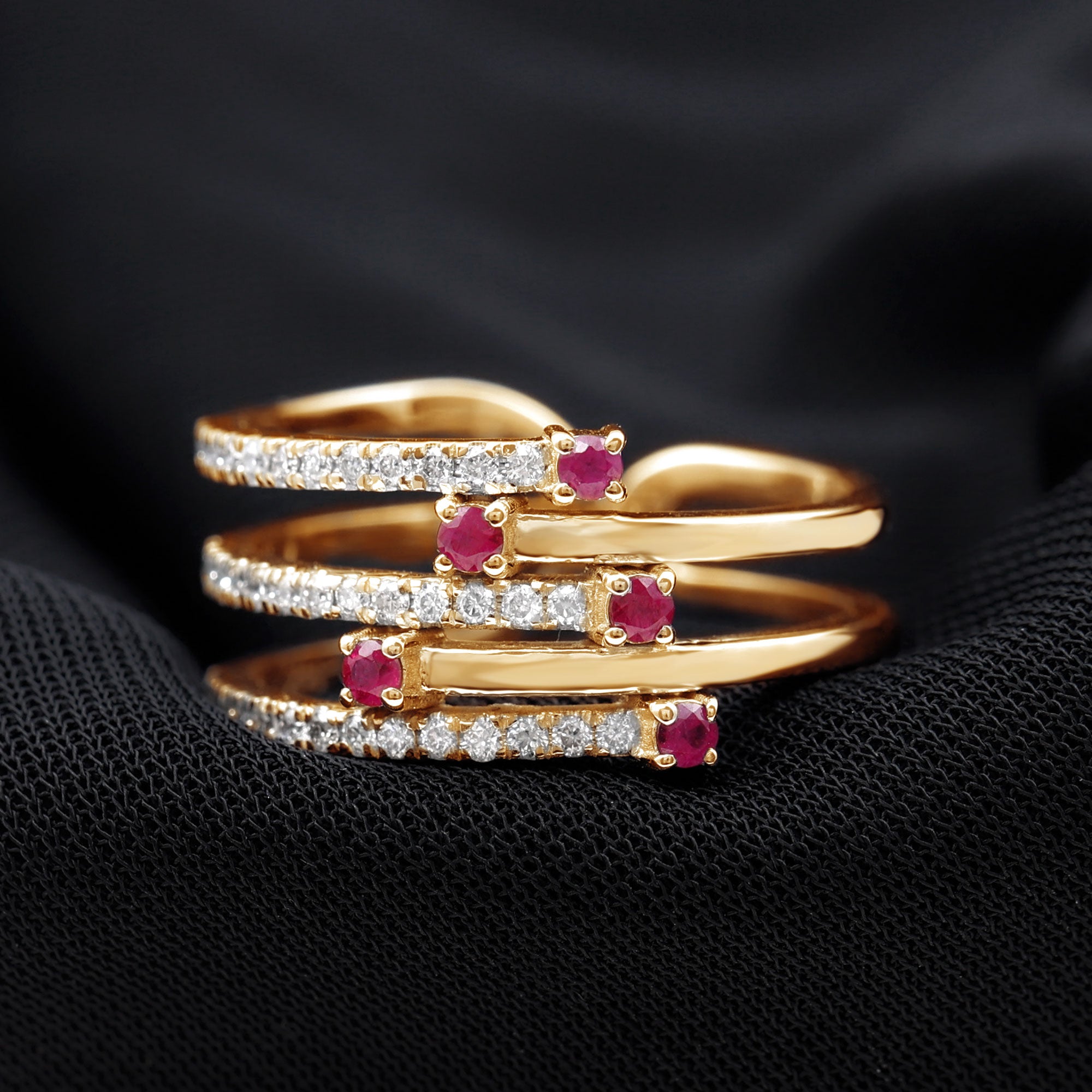 Rosec Jewels-Round Ruby and Diamond Wrap Ring