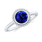 Rosec Jewels-Round Lab-Created Blue Sapphire Solitaire Gold Ring in Bezel Setting