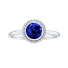 Rosec Jewels-Round Lab-Created Blue Sapphire Solitaire Gold Ring in Bezel Setting