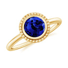 Rosec Jewels-Round Lab-Created Blue Sapphire Solitaire Gold Ring in Bezel Setting