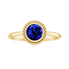 Rosec Jewels-Round Lab-Created Blue Sapphire Solitaire Gold Ring in Bezel Setting