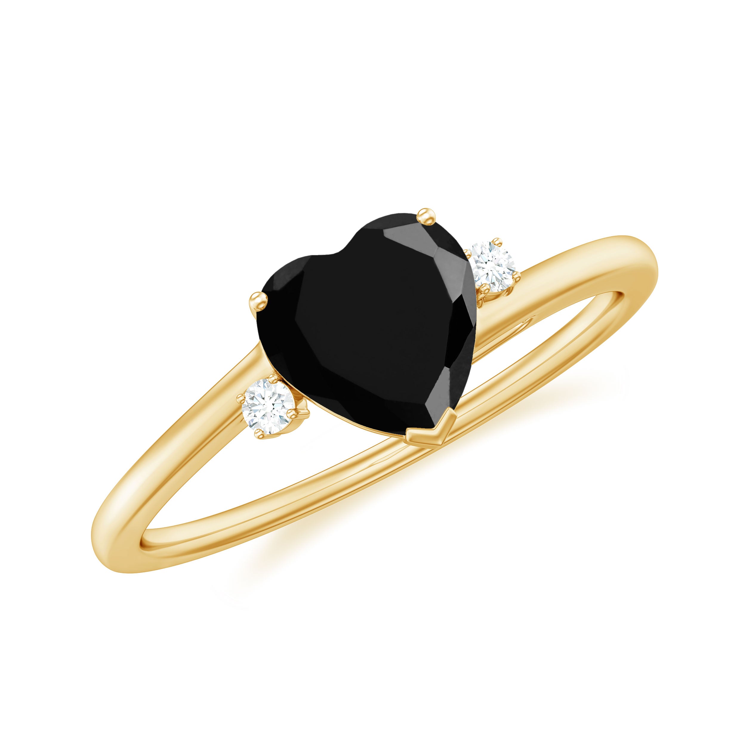 Rosec Jewels-Heart Shape Solitaire Promise Ring with Lab Grown Black Diamond