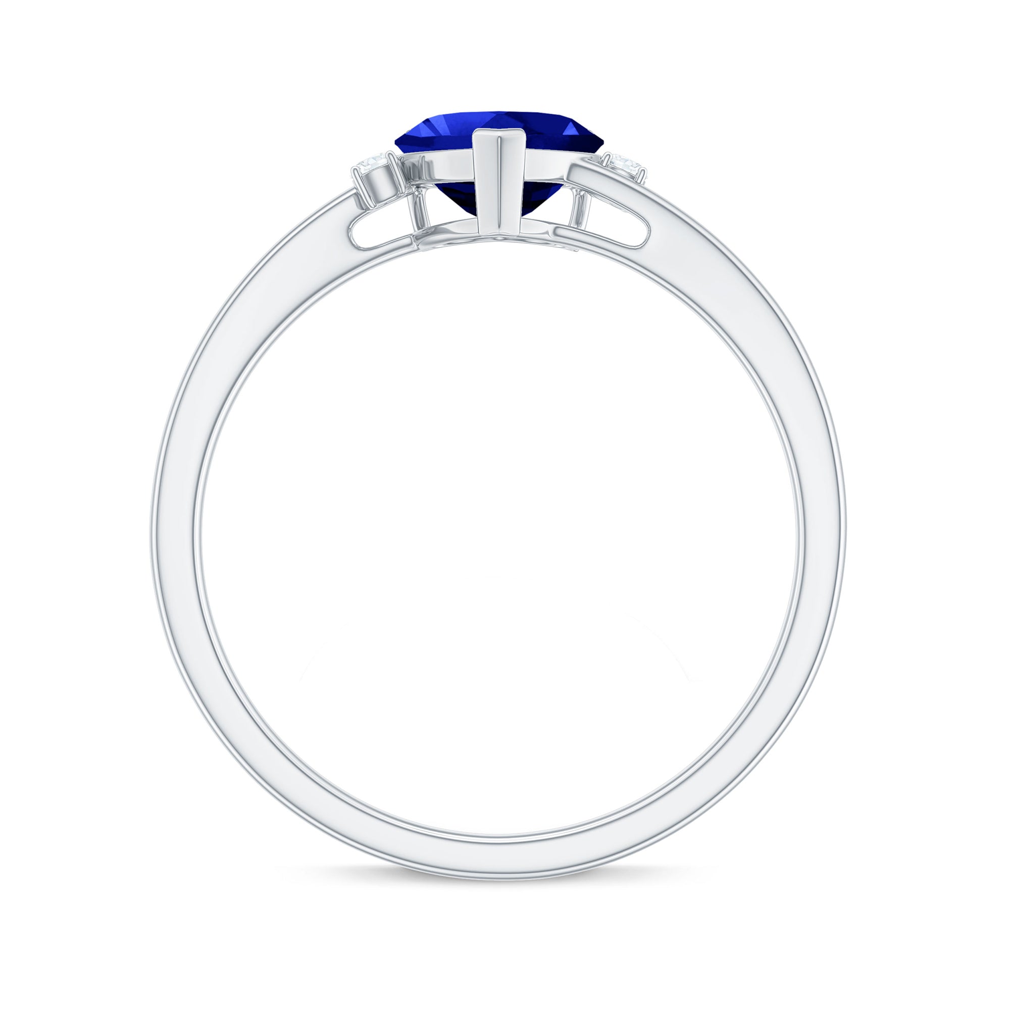 Rosec Jewels-Certified Lab Grown Blue Sapphire Minimal Heart Solitaire Promise Ring