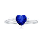 Rosec Jewels-Certified Lab Grown Blue Sapphire Minimal Heart Solitaire Promise Ring