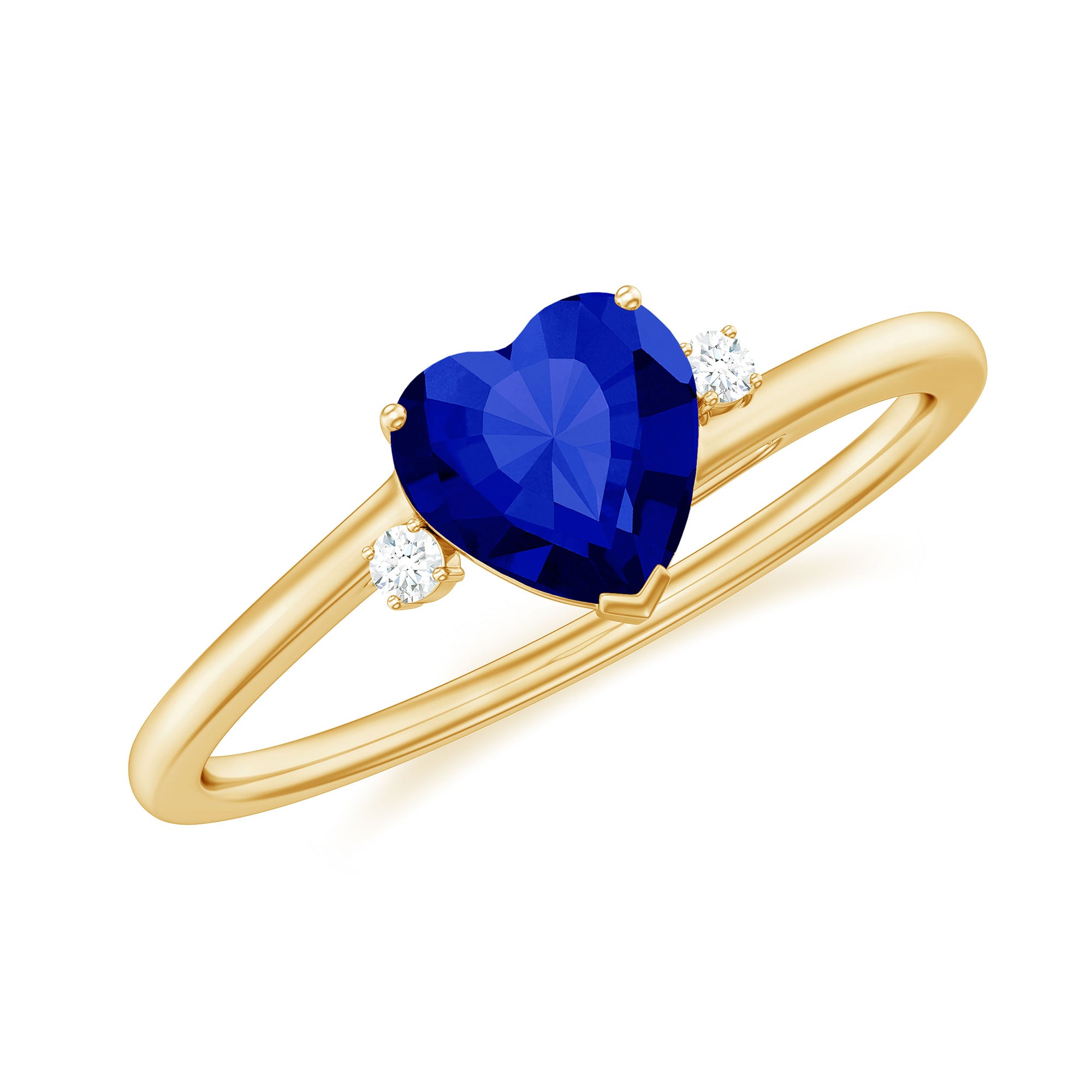 Rosec Jewels-Certified Lab Grown Blue Sapphire Minimal Heart Solitaire Promise Ring