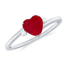 Rosec Jewels-Heart Shape Ruby Solitaire Promise Ring with Diamond