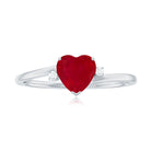 Rosec Jewels-Heart Shape Ruby Solitaire Promise Ring with Diamond