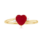 Rosec Jewels-Heart Shape Ruby Solitaire Promise Ring with Diamond