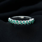 Rosec Jewels-Classic Half Eternity Band Ring with Round Emerald