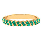 Rosec Jewels-Classic Half Eternity Band Ring with Round Emerald