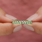 Rosec Jewels-Classic Half Eternity Band Ring with Round Emerald