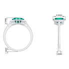 Rosec Jewels-Princess Cut Created Emerald Engagement Ring with Diamond Accent