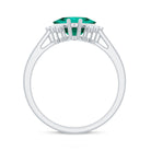 Rosec Jewels-Princess Cut Created Emerald Engagement Ring with Diamond Accent