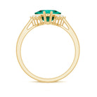 Rosec Jewels-Princess Cut Created Emerald Engagement Ring with Diamond Accent