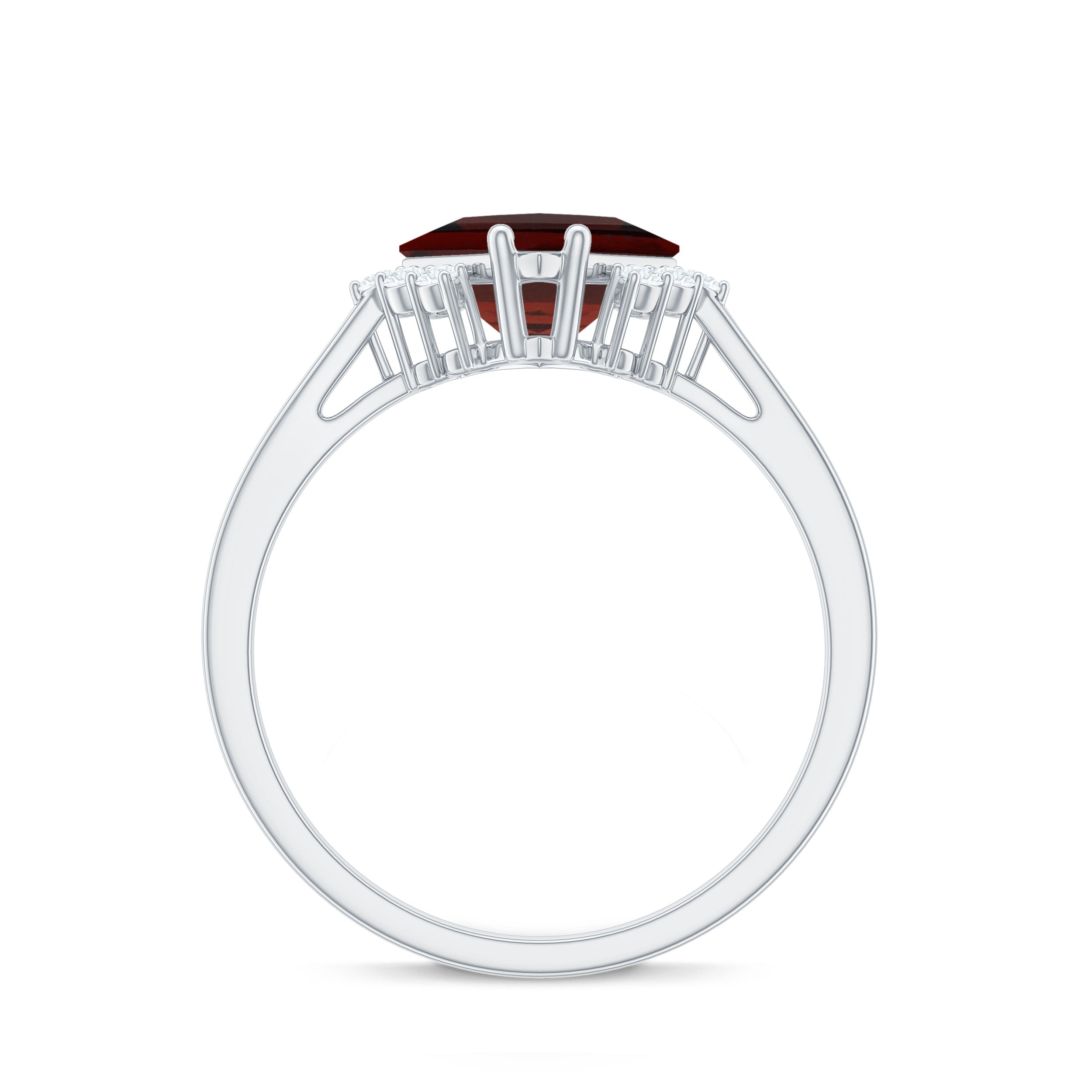 Rosec Jewels-Princess Cut Garnet Engagement Ring with Diamond Accent