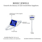 Rosec Jewels-Princess Cut Created Blue Sapphire Engagement Ring with Diamond Accent