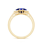 Rosec Jewels-Princess Cut Created Blue Sapphire Engagement Ring with Diamond Accent