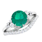 Rosec Jewels-Minimal Emerald and Diamond Bridal Ring Set