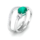 Rosec Jewels-Minimal Emerald and Diamond Bridal Ring Set