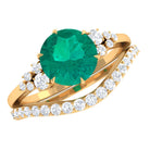 Rosec Jewels-Minimal Emerald and Diamond Bridal Ring Set