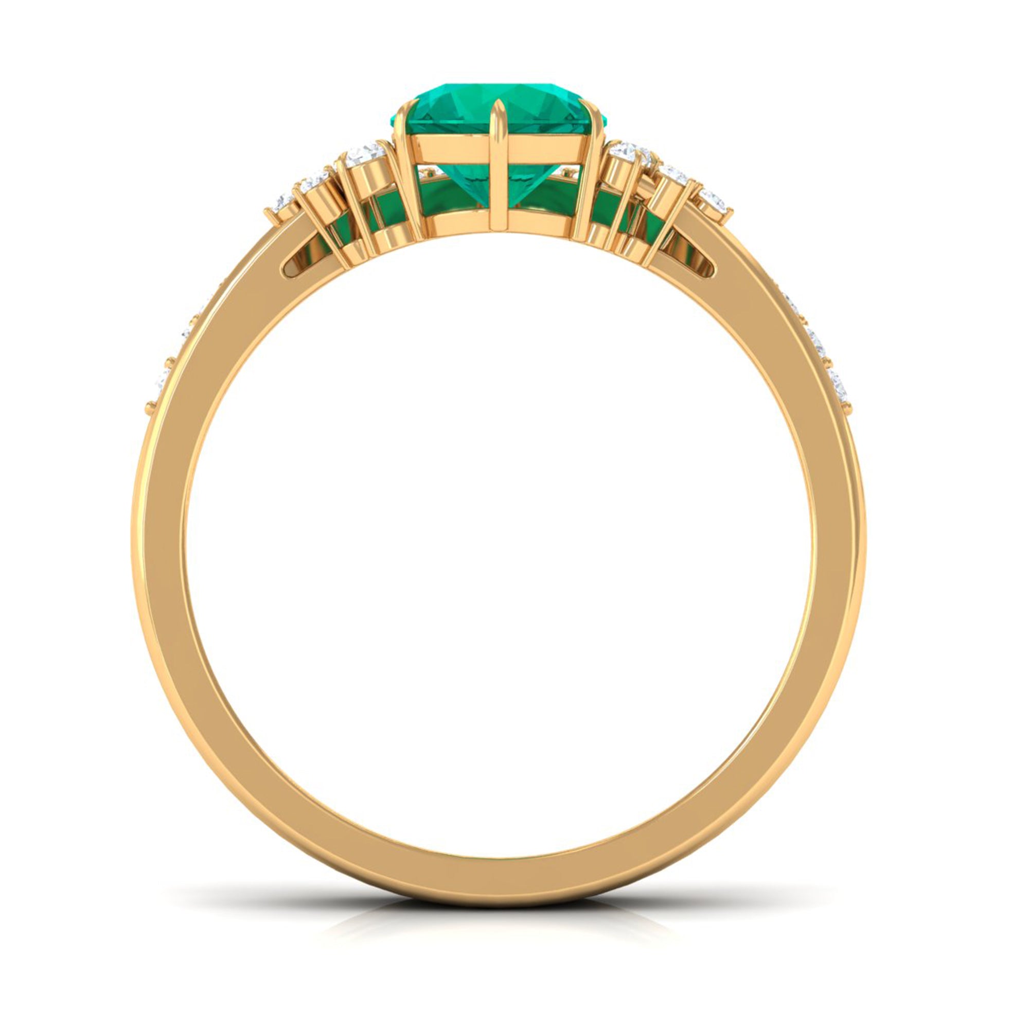 Rosec Jewels-Minimal Emerald and Diamond Bridal Ring Set