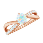 Rosec Jewels-1/2 CT Ethiopian Opal Solitaire and Diamond Infinity Ring