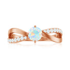 Rosec Jewels-1/2 CT Ethiopian Opal Solitaire and Diamond Infinity Ring