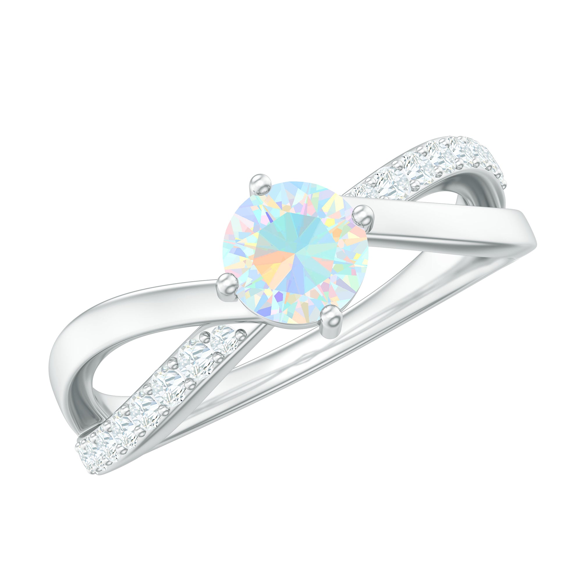 Rosec Jewels-1/2 CT Ethiopian Opal Solitaire and Diamond Infinity Ring