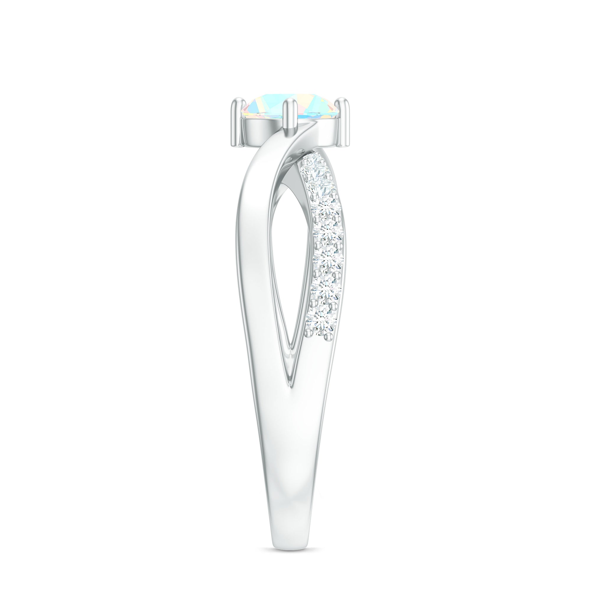 Rosec Jewels-1/2 CT Ethiopian Opal Solitaire and Diamond Infinity Ring