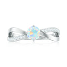 Rosec Jewels-1/2 CT Ethiopian Opal Solitaire and Diamond Infinity Ring