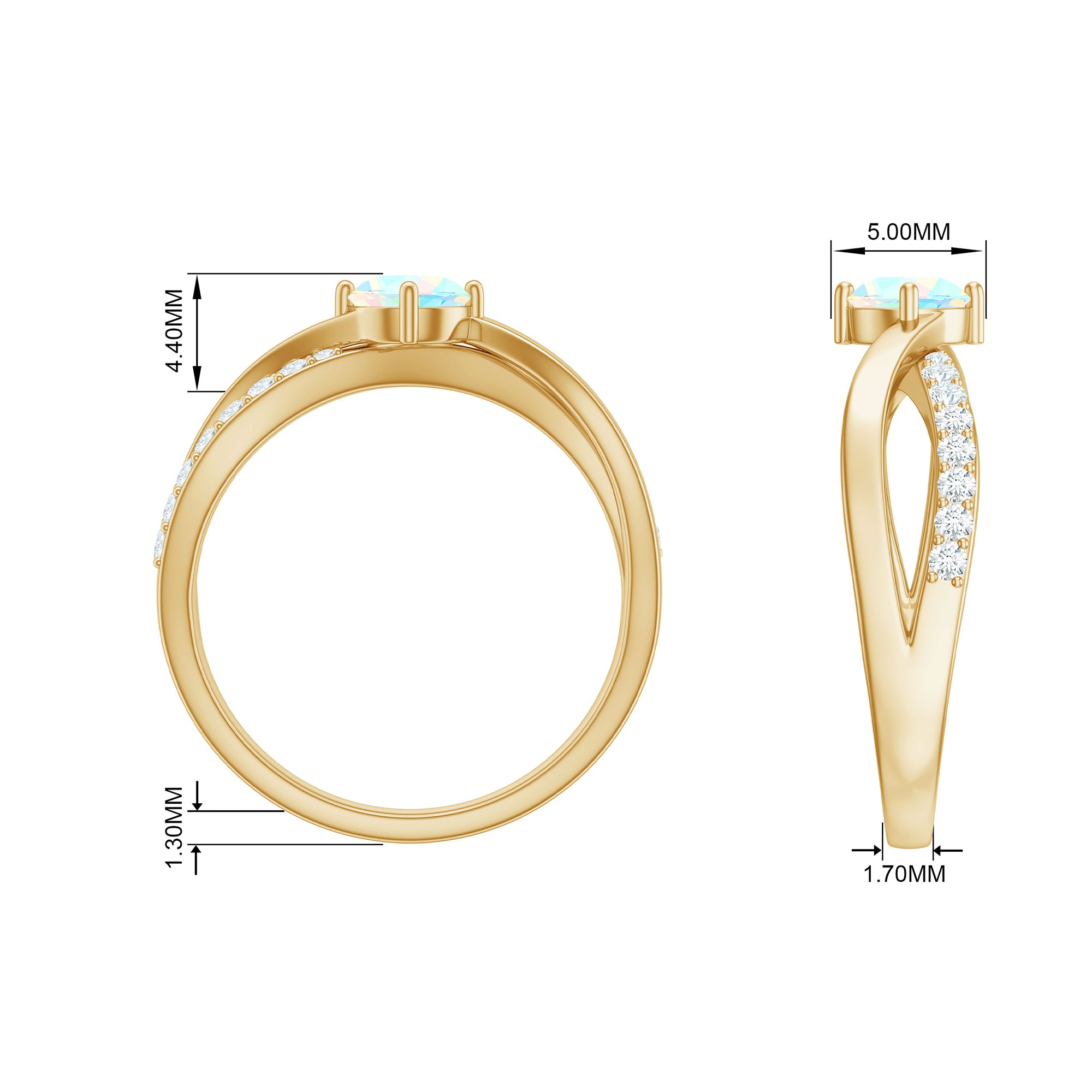 Rosec Jewels-1/2 CT Ethiopian Opal Solitaire and Diamond Infinity Ring