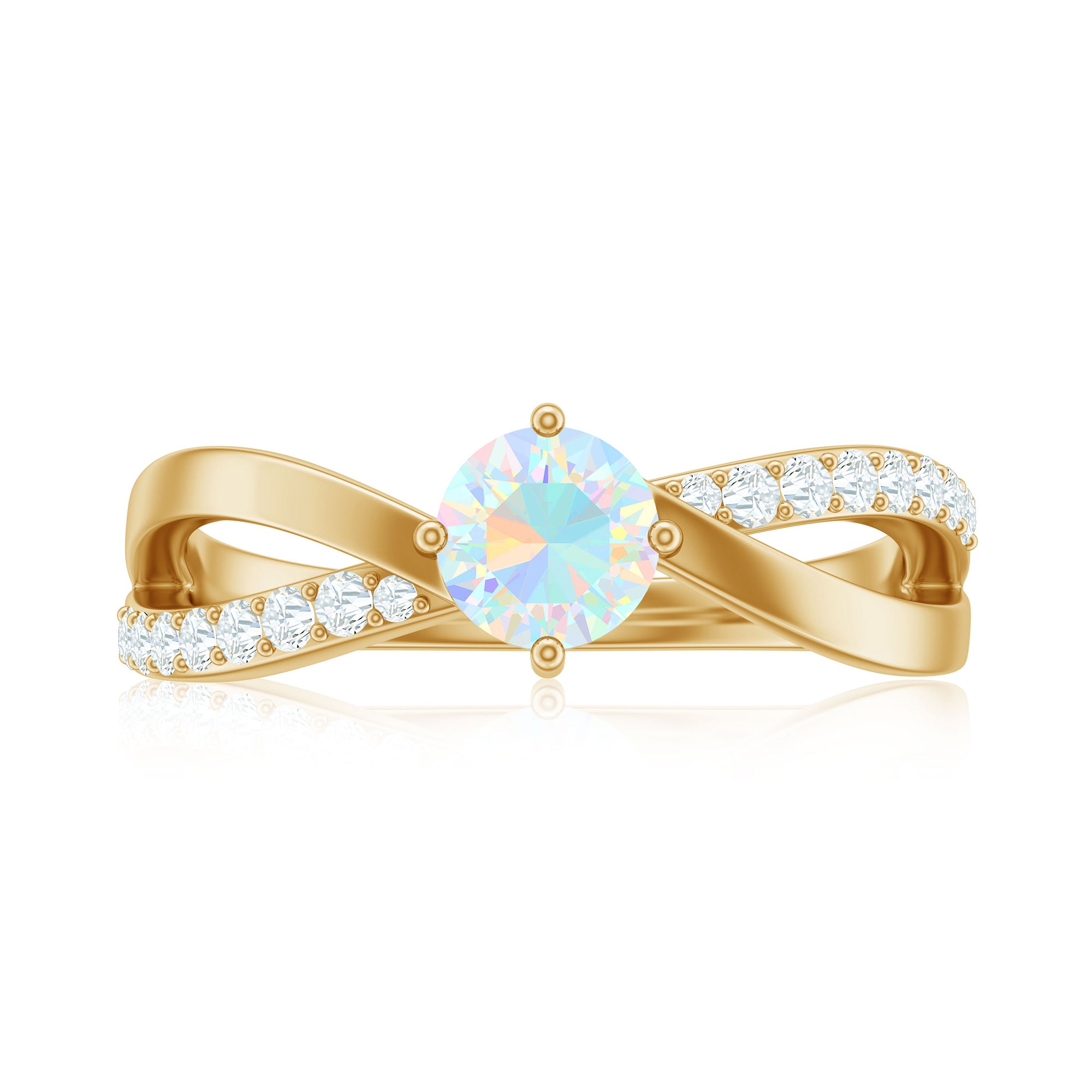 Rosec Jewels-1/2 CT Ethiopian Opal Solitaire and Diamond Infinity Ring