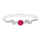 Rosec Jewels-Leaf Inspired Ruby Solitaire Promise Ring with Diamond