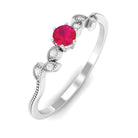 Rosec Jewels-Leaf Inspired Ruby Solitaire Promise Ring with Diamond