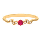 Rosec Jewels-Leaf Inspired Ruby Solitaire Promise Ring with Diamond