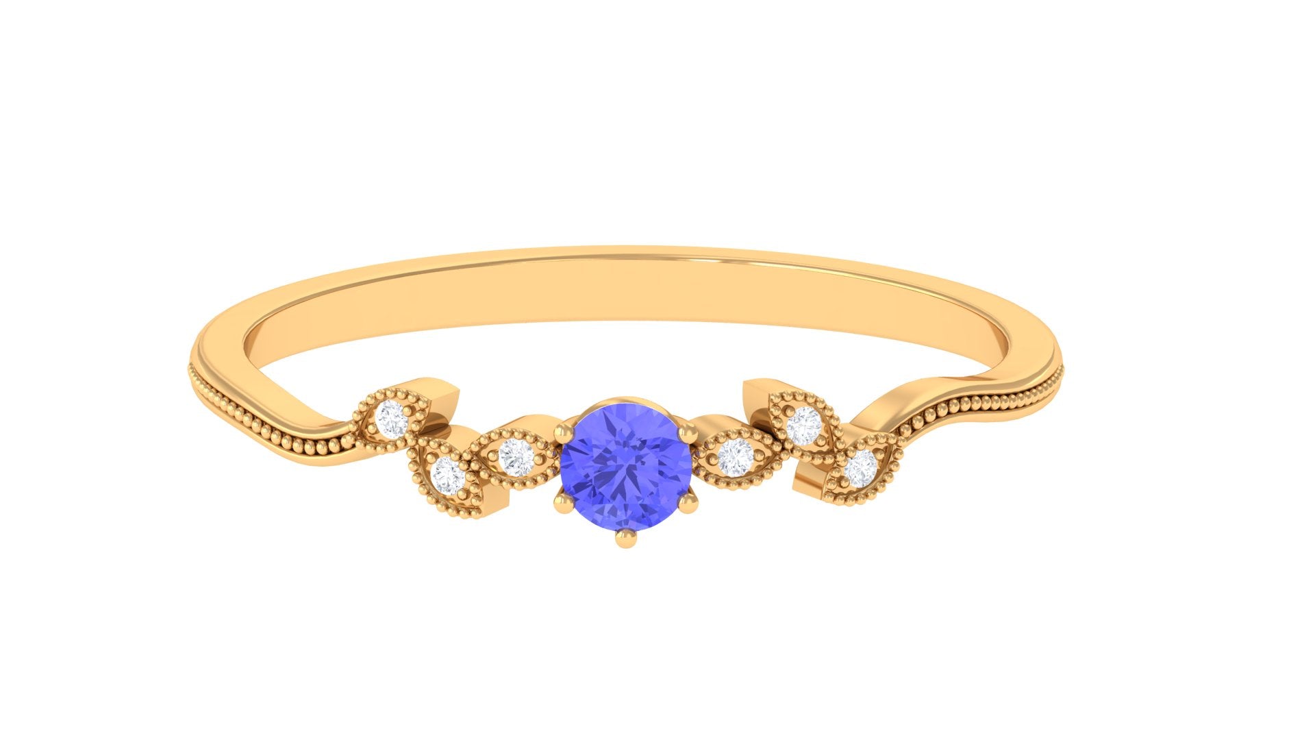 Rosec Jewels-Tanzanite and Diamond Minimal Leaf Branch Ring