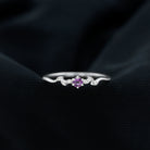 Rosec Jewels-Amethyst and Diamond Leaf Promise Ring with Beaded Detailing