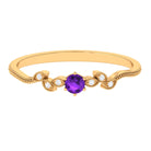 Rosec Jewels-Amethyst and Diamond Leaf Promise Ring with Beaded Detailing