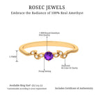 Rosec Jewels-Amethyst and Diamond Leaf Promise Ring with Beaded Detailing