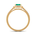 Rosec Jewels-Vintage Inspired Octagon Cut Emerald and Diamond Halo Engagement Ring