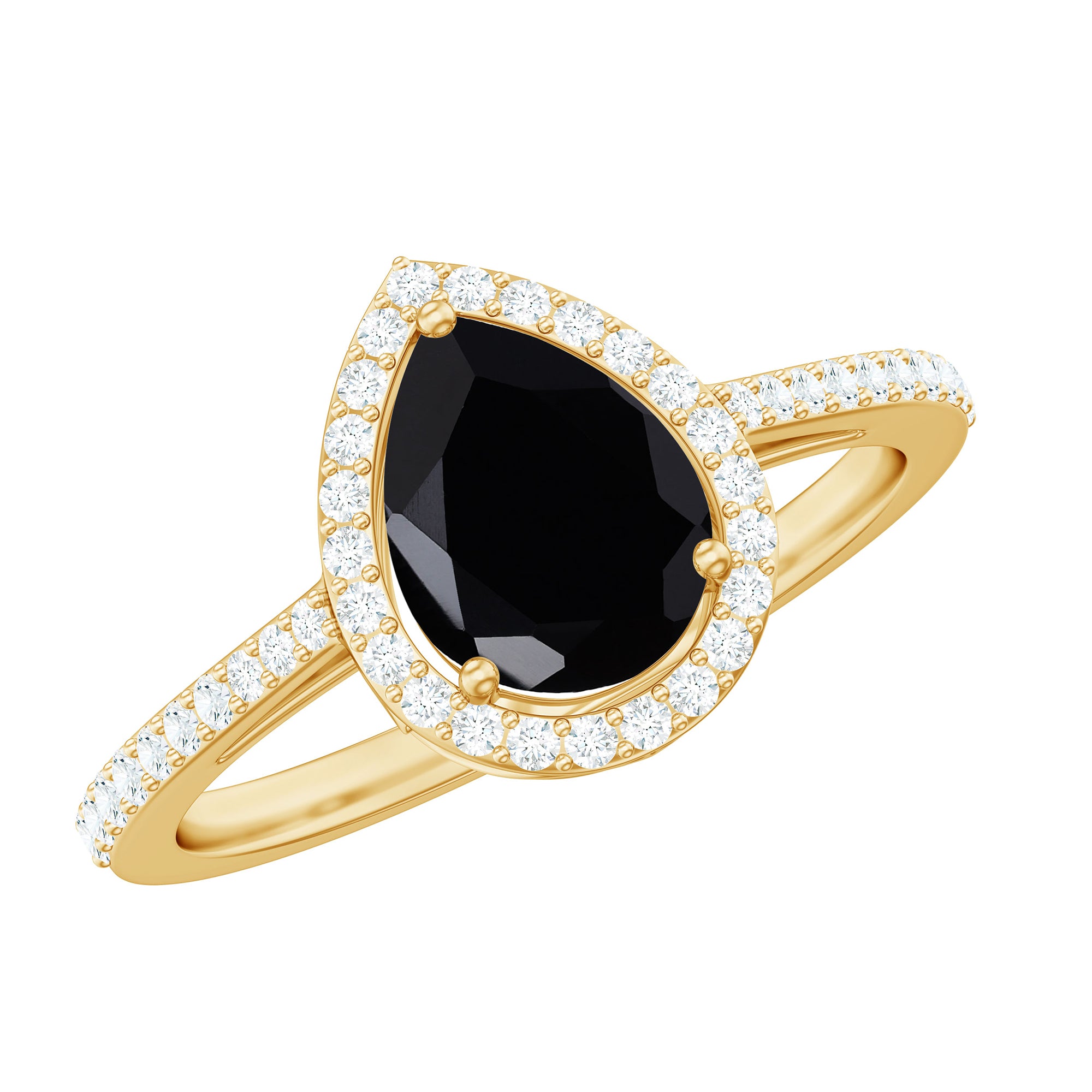 Rosec Jewels-1.25 CT Minimal Black Spinel Engagement Ring with Diamond Accent