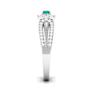 Rosec Jewels-Real Emerald and Diamond Designer Engagement Ring in Split Shank