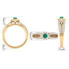 Rosec Jewels-Real Emerald and Diamond Designer Engagement Ring in Split Shank