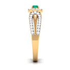 Rosec Jewels-Real Emerald and Diamond Designer Engagement Ring in Split Shank