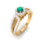 Rosec Jewels-Real Emerald and Diamond Designer Engagement Ring in Split Shank