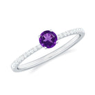 Rosec Jewels-Round Amethyst Solitaire Engagement Ring with Diamond