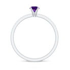 Rosec Jewels-Round Amethyst Solitaire Engagement Ring with Diamond