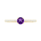 Rosec Jewels-Round Amethyst Solitaire Engagement Ring with Diamond